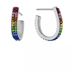 Women's Crystals J Post Hoop Earrings